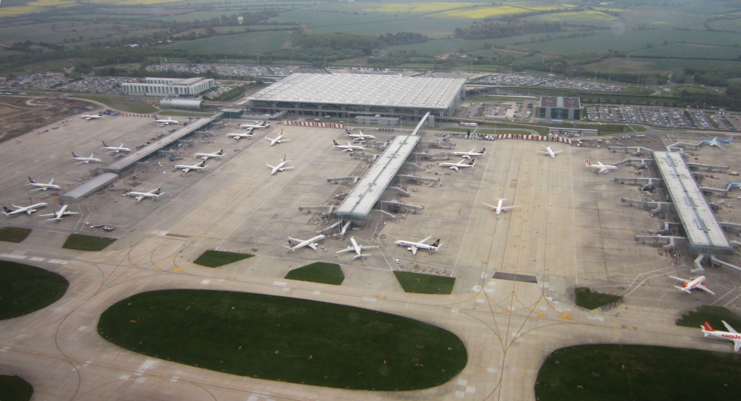 Plane damaged during landing at London Stansted Airport.